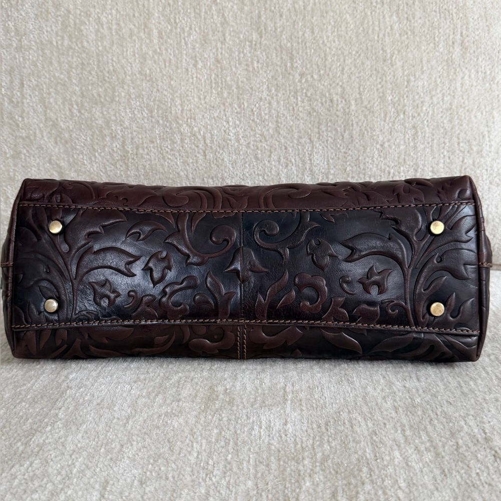 Gianni Conti Brown Embossed Leather Satchel Bag - Picture 6 of 14